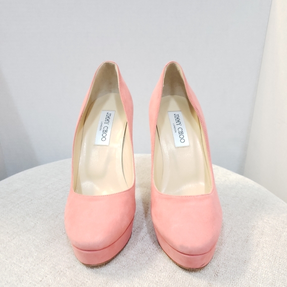 JIMMY CHOO Suede Salmon Heels - Picture 4 of 7